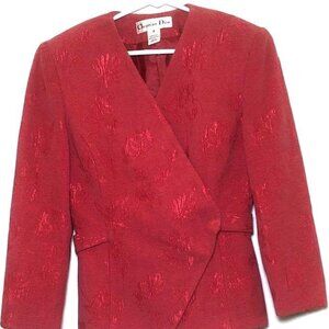 Christian Dior Women's Size 2 Vintage Pink Jacquard Blazer